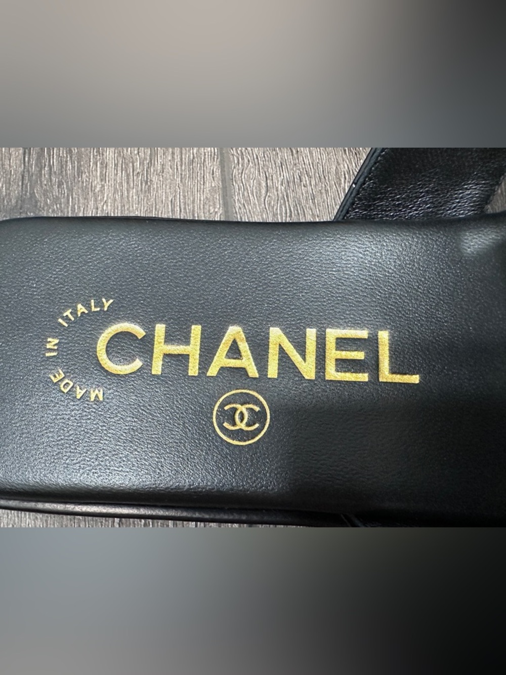 NEW BLAZY CHANEL Black CROC EMBOSSED LARGE CC Logo FLIP FLOP THONG Sandals 40 - Picture 10 of 15